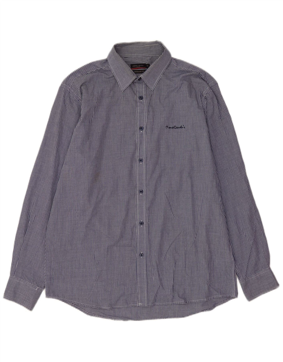 Pierre Cardin Herre Regular Fit skjorte XL Marineblå Gingham Polyester