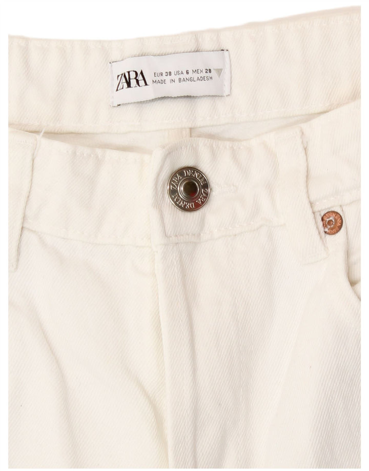 Zara Dame Straight Jeans EU 38 Small W28 L26 Hvid Bomuld