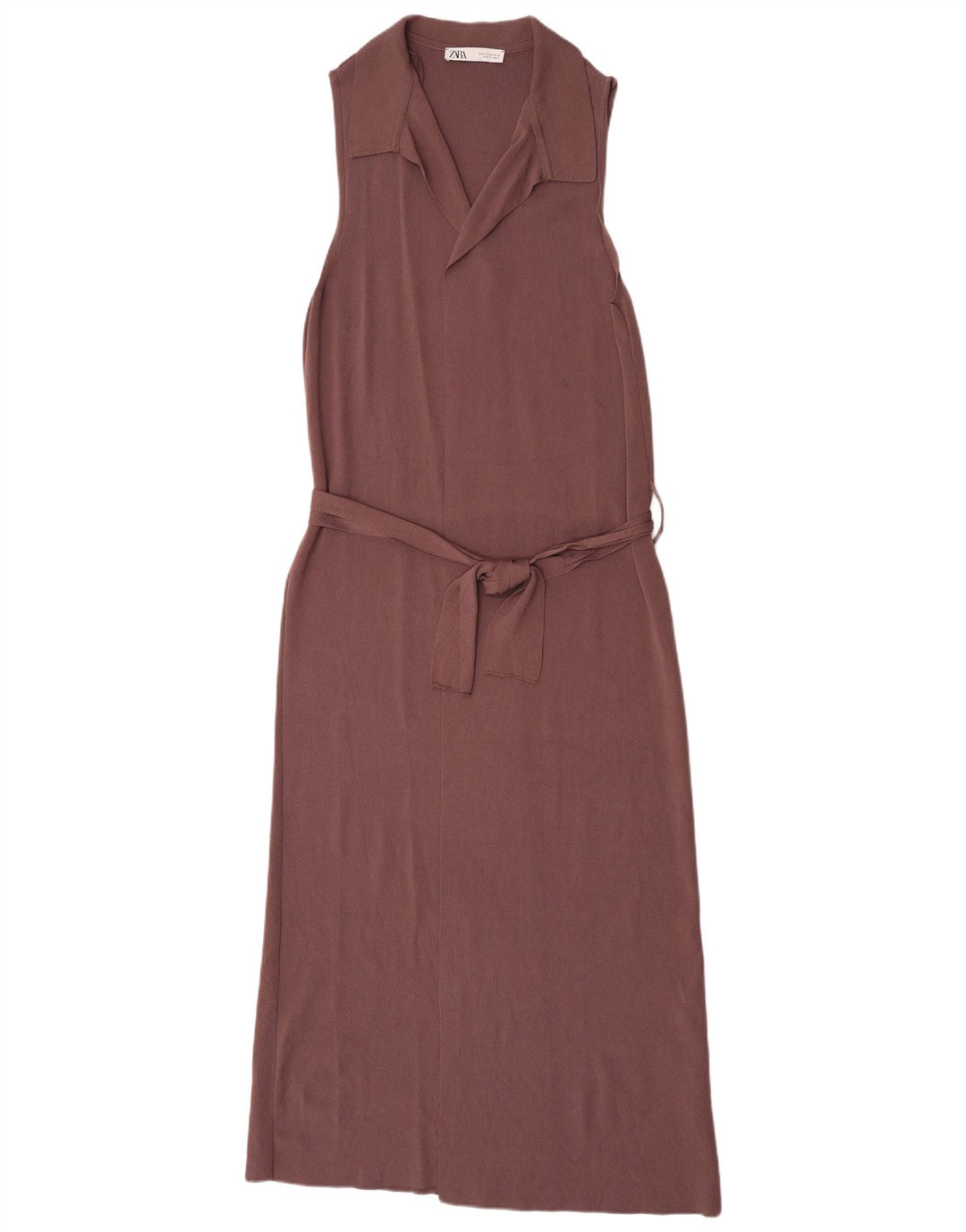 Zara Dame ærmeløs Maxikjole UK 12 Medium Brun Viscose