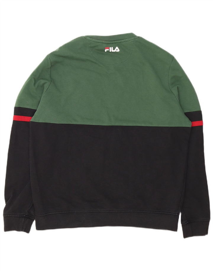 Fila Herre grafisk sweatshirt Jumper Medium Sort Colourblock Bomuld