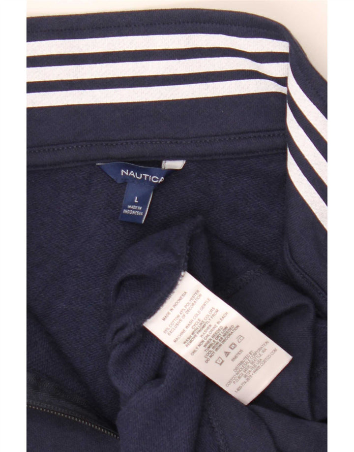 Nautica Herre Zip Neck Sweatshirt Jumper Large Navy Blue Bomuld