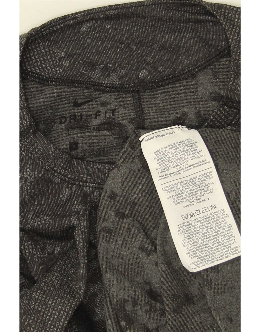 Nike Herre Dri Fit Slim Fit Top Langærmet Lille Grå Camouflage Polyester
