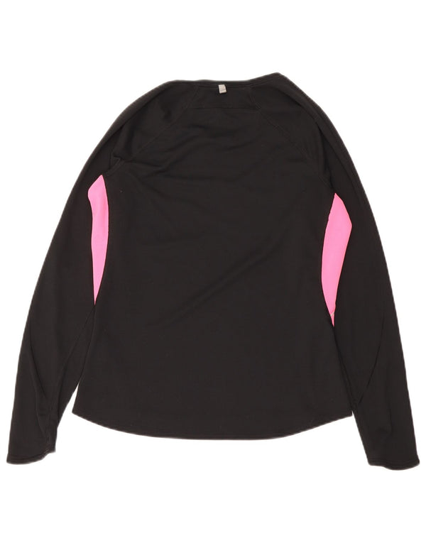 Nike Dame Dri Fit Top Langærmet UK 12/14 Medium Black Colourblock
