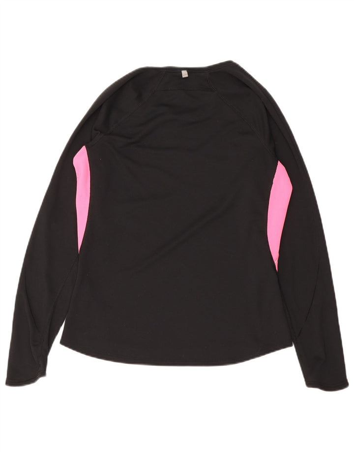 Nike Dame Dri Fit Top Langærmet UK 12/14 Medium Black Colourblock
