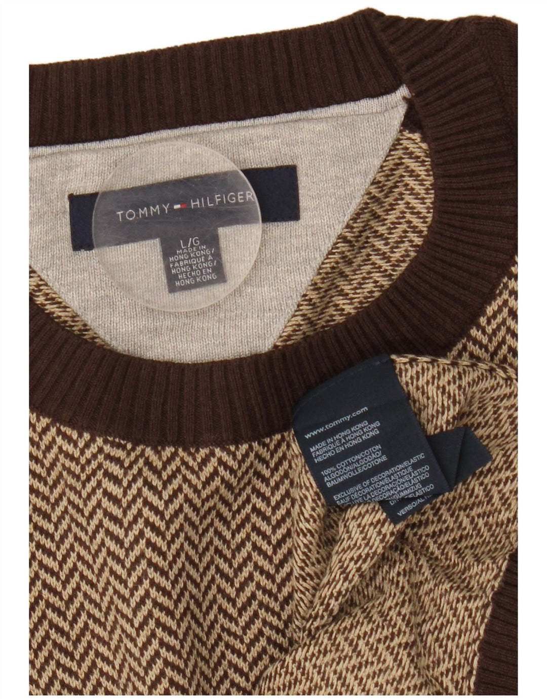 Tommy Hilfiger Herre Crew Neck Jumper Sweater Stor brun sildebensbomuld