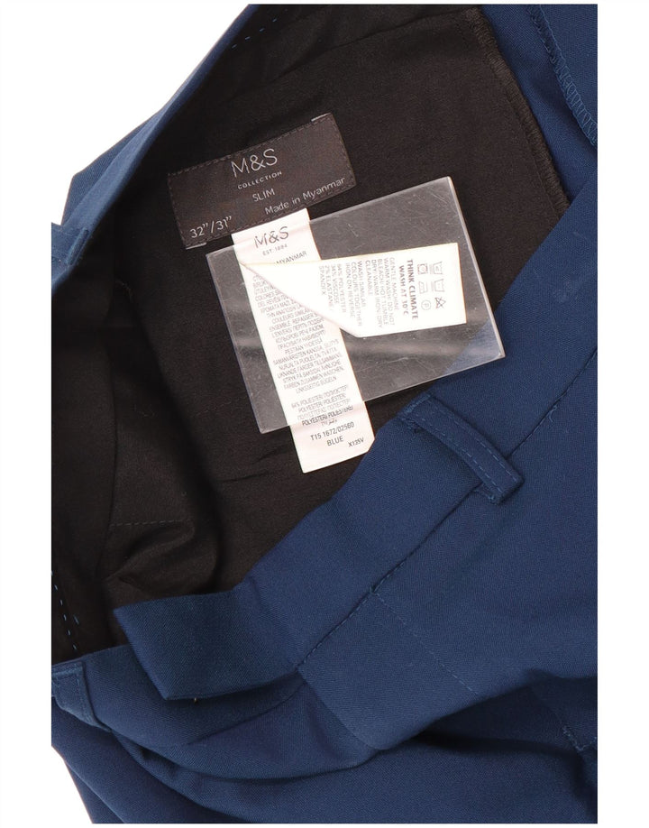 Marks & Spencer Herre Slim Suit Bukser W32 L31 Blå Polyester