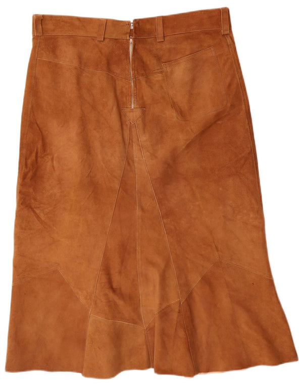 VINTAGE Womens Suede A-Line Skirt W32 Large Brown