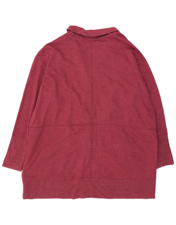 Eddie Bauer Dame Longline Oversized Cardigan Sweater UK 22 3XL Burgundy