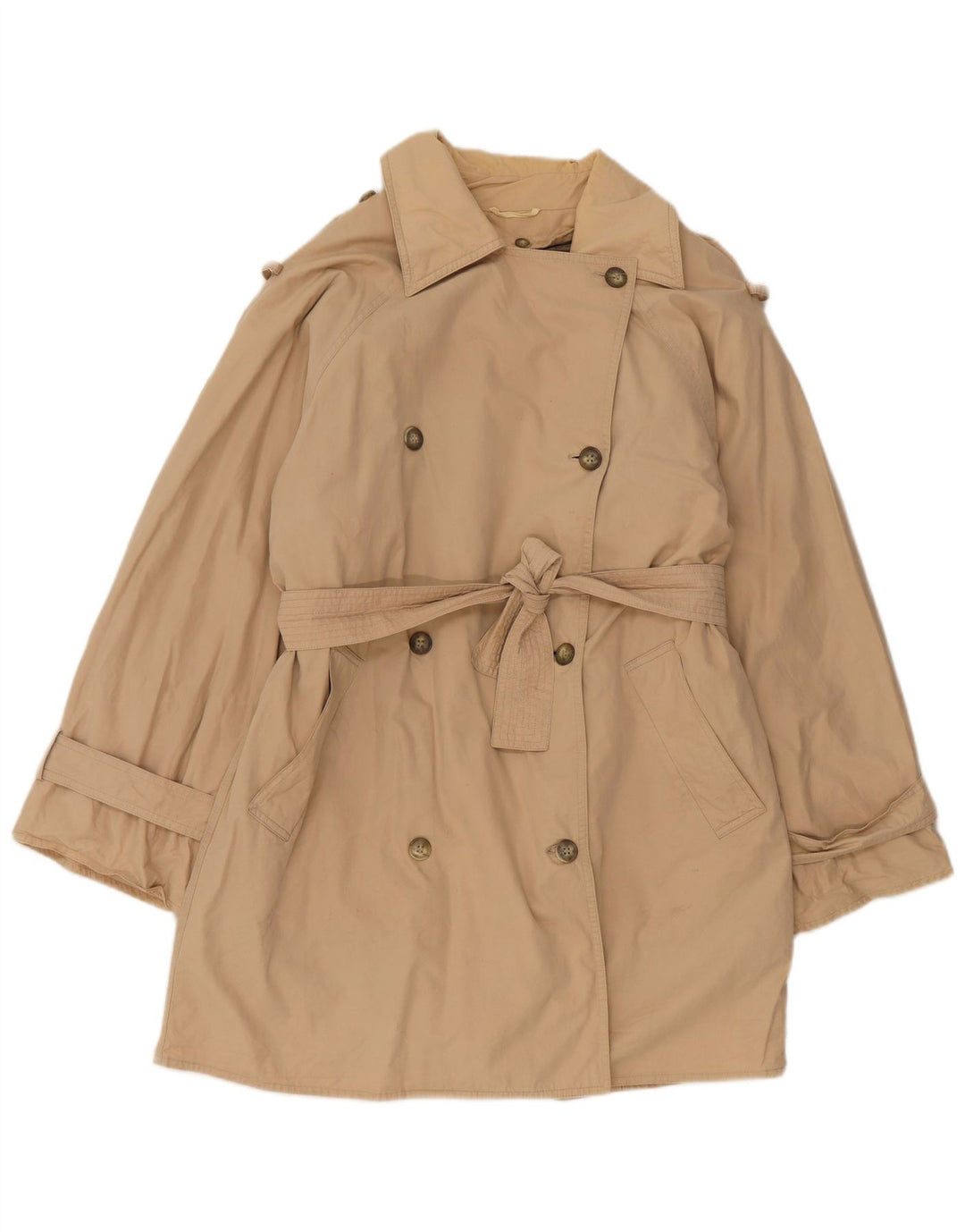 Vintage Dame Weekend Oversized Trench Coat UK 8 Lille Beige Bomuld