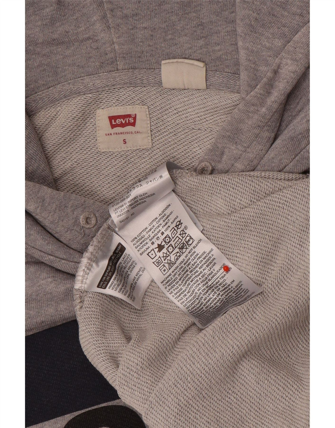 Levi's Grafisk hættetrøje til mænd, lille grå flækket bomuld