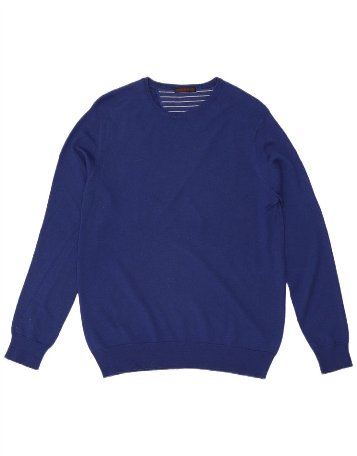Carrera herre sweater med rund hals, medium blå uld