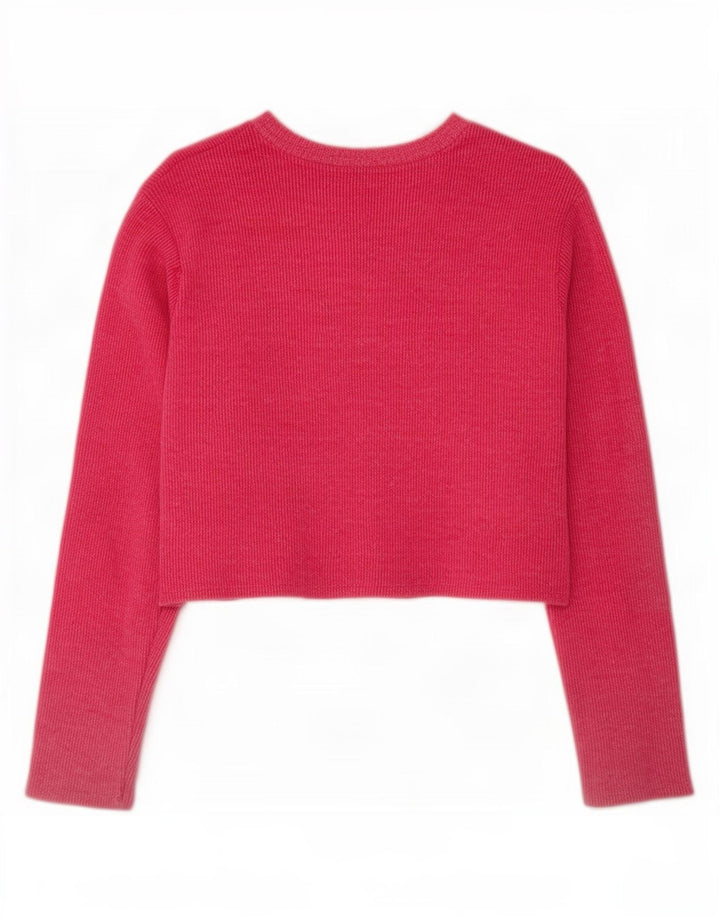 Zara Womens Crop Oversized Top Langærmet UK 10 Small Pink
