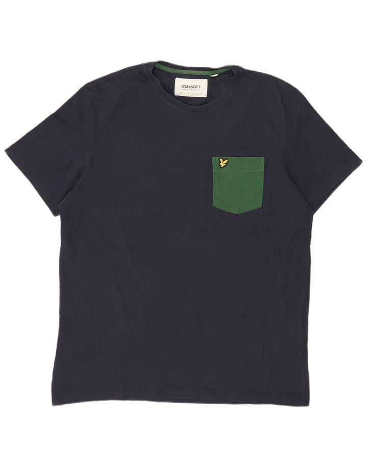 Lyle & Scott Herre T-shirt Top Stor marineblå bomuld
