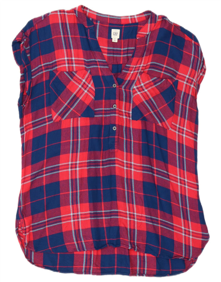 Gap Damebluse Top UK 14 Medium Red Check Viscose