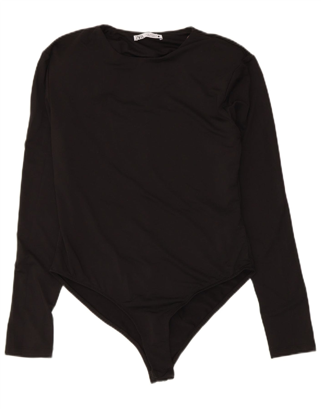 ZARA Womens Long Sleeve Bodysuit UK 12 Medium Black Polyester