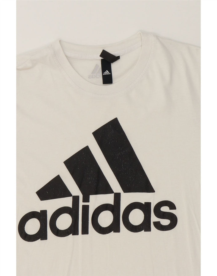 ADIDAS Mens Graphic T-Shirt Top Medium White Vintage Adidas and Second-Hand Adidas from Messina Hembry 