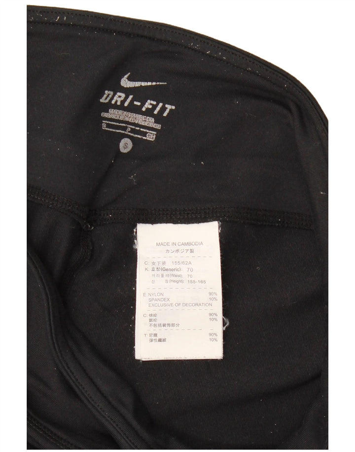NIKE Dame Dri Fit Capri Leggings UK 10 Small Black Nylon