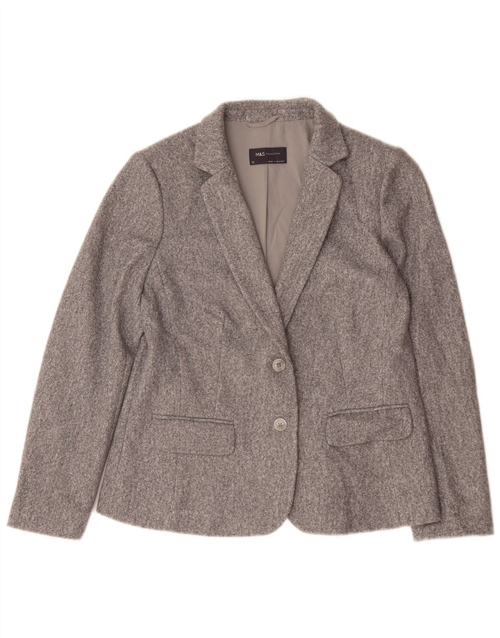 Marks & Spencer Dame 2 Button Blazer Jacket UK 12 Medium Grey Polyester