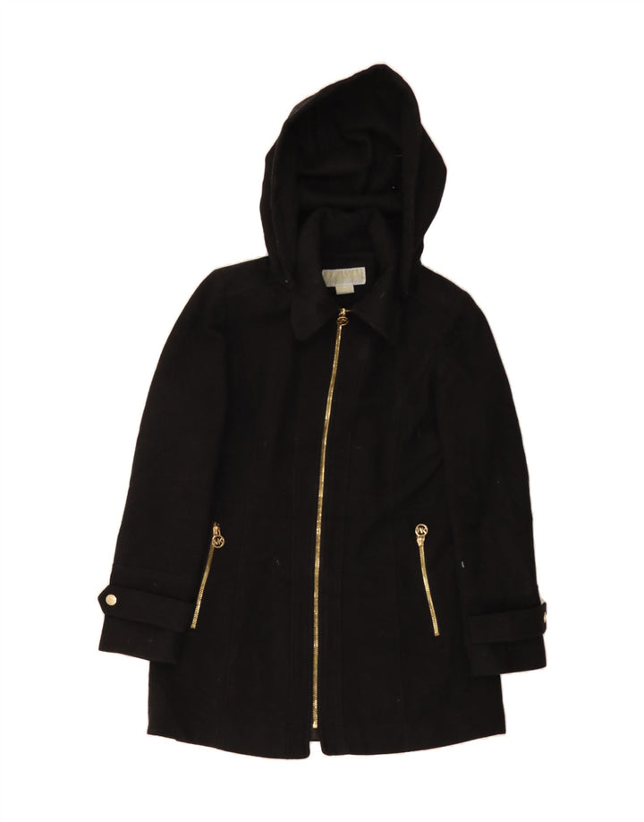 MICHAEL KORS Womens Hooded Overcoat UK 10 Small Black Wool Vintage Michael Kors and Second-Hand Michael Kors from Messina Hembry 