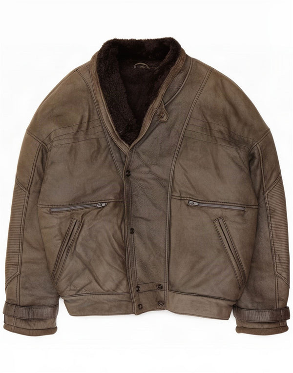 Guy Laroche Mens Shearling Jacket IT 52 XL Grey