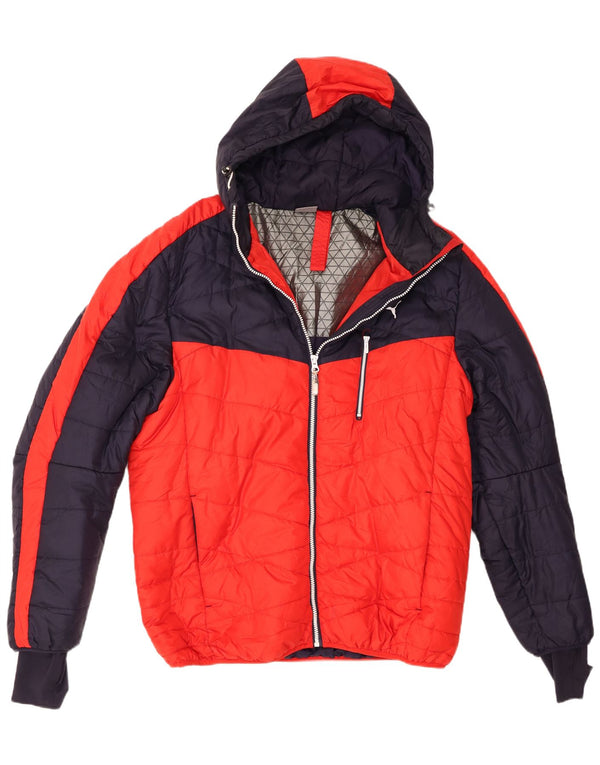 Puma Herre hættepolstret jakke UK 40 Large Red Colourblock Polyester
