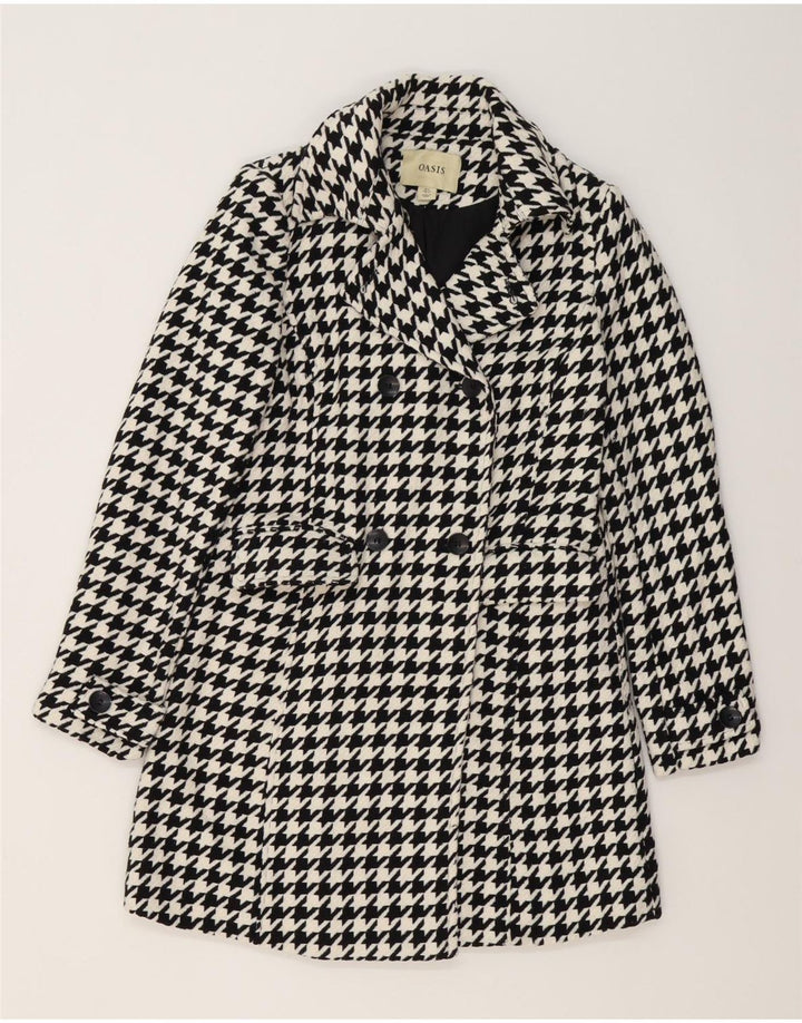 Oasis Dame Dobbeltradet Frakke UK 8 Small Black Houndstooth Polyester