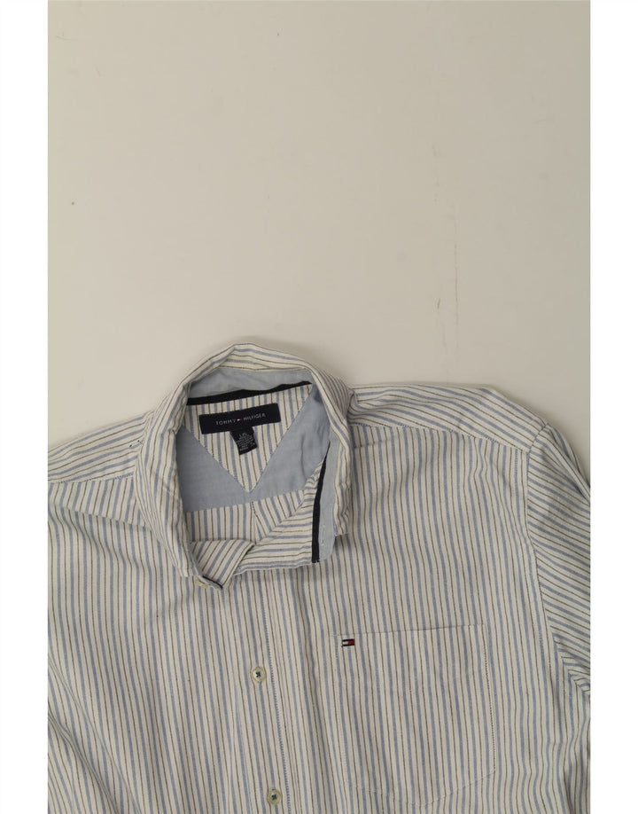 TOMMY HILFIGER Mens Shirt Large White Striped Cotton Vintage Tommy Hilfiger and Second-Hand Tommy Hilfiger from Messina Hembry 