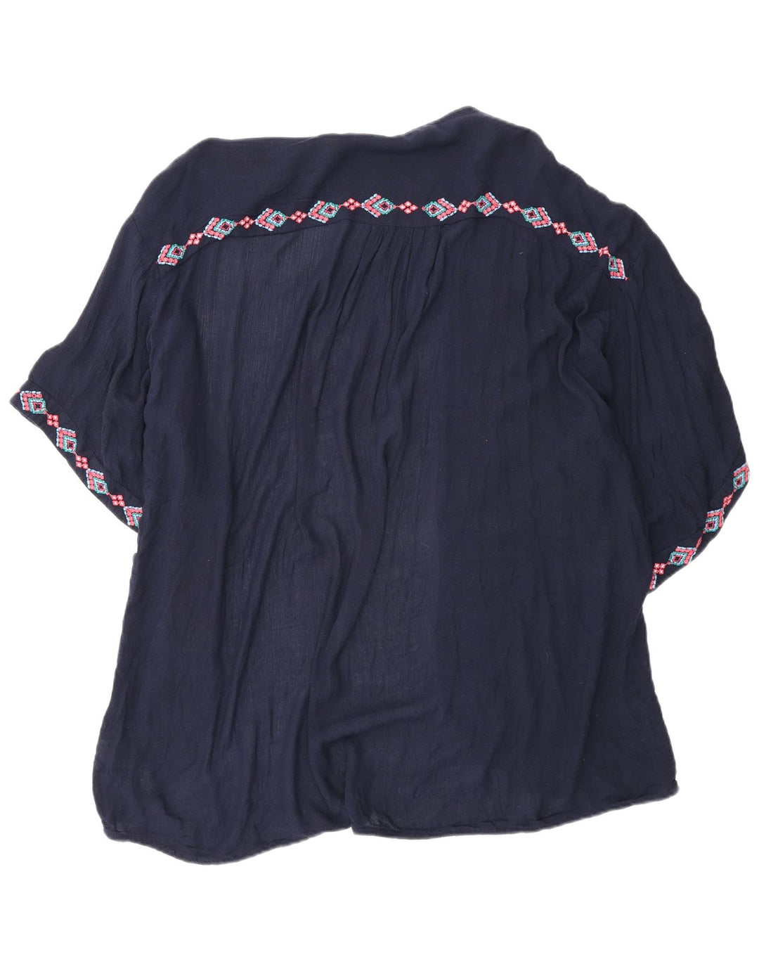 Fat Face Dame Oversized Cardigan Top UK 14 Medium Navy Blue Geometrisk