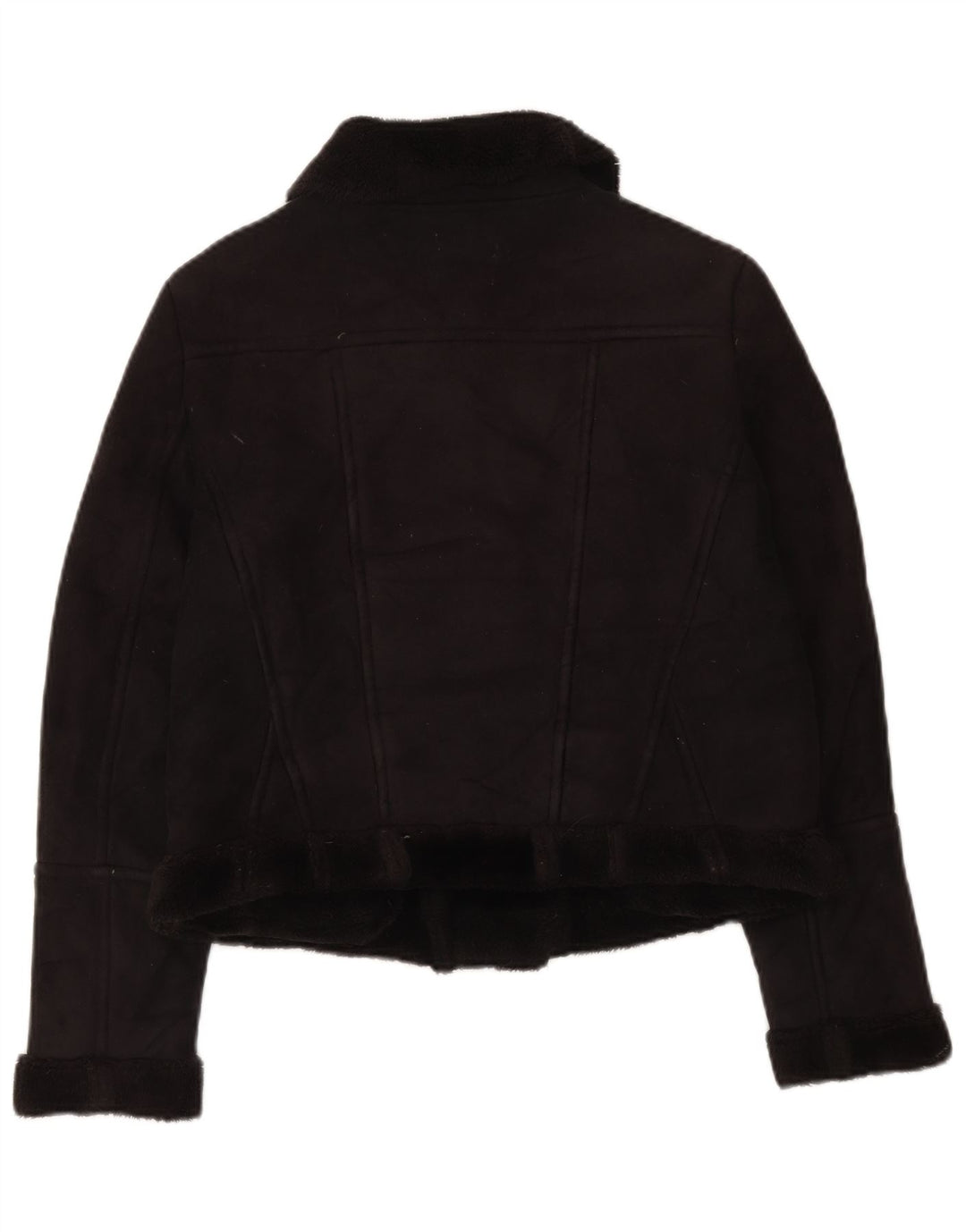 Oasis Sherpa Biker Jacket til kvinder, UK 14 Medium Sort Polyester