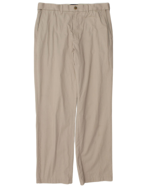 Marks & Spencer Straight Chino-bukser til mænd W34 L33 Beige Bomuld