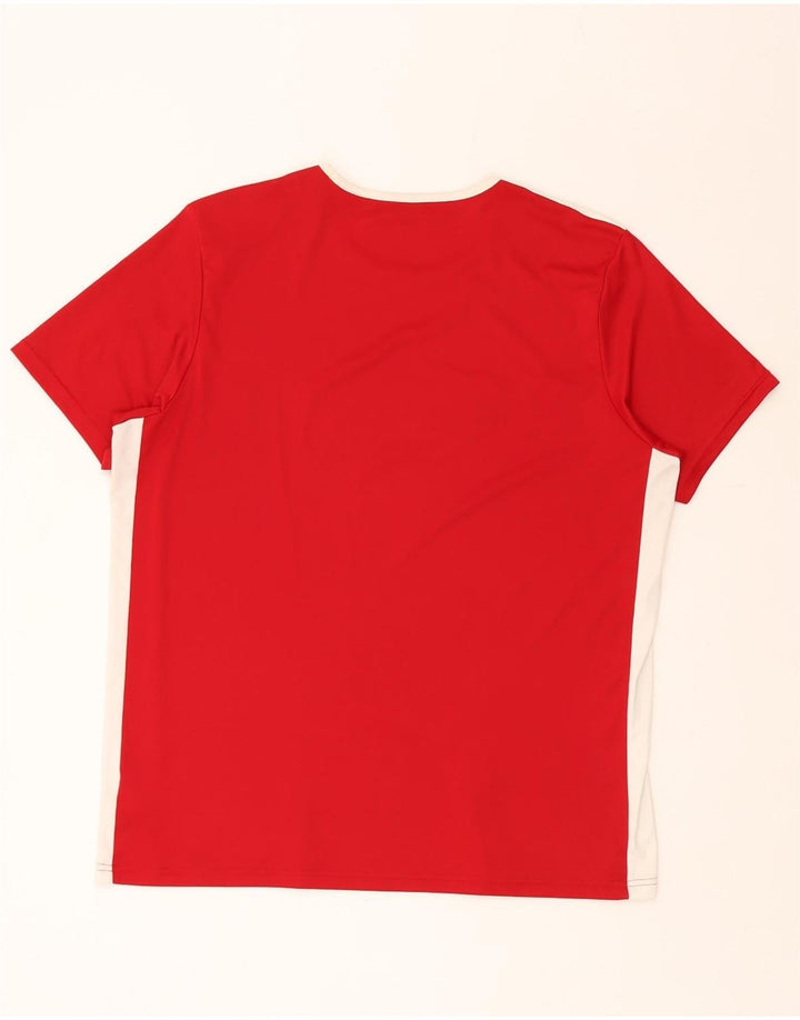 ADIDAS Herre Climalite T-Shirt Top XL Rød Colourblock Polyester