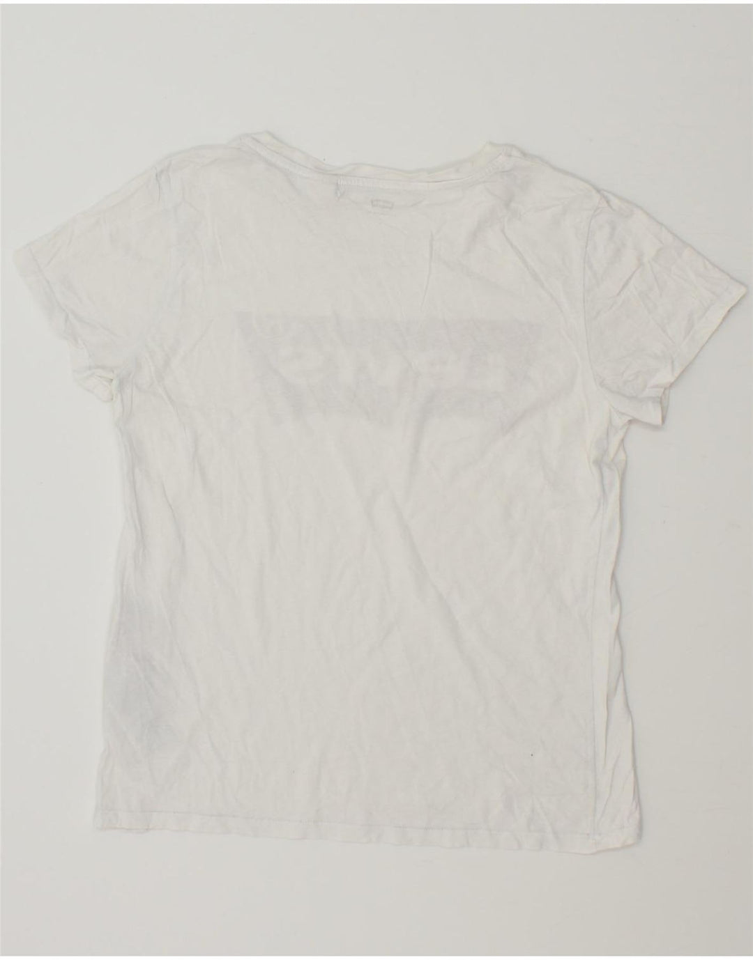 LEVI'S Womens Graphic T-Shirt Top UK 14 Medium White Cotton Vintage Levi's and Second-Hand Levi's from Messina Hembry 
