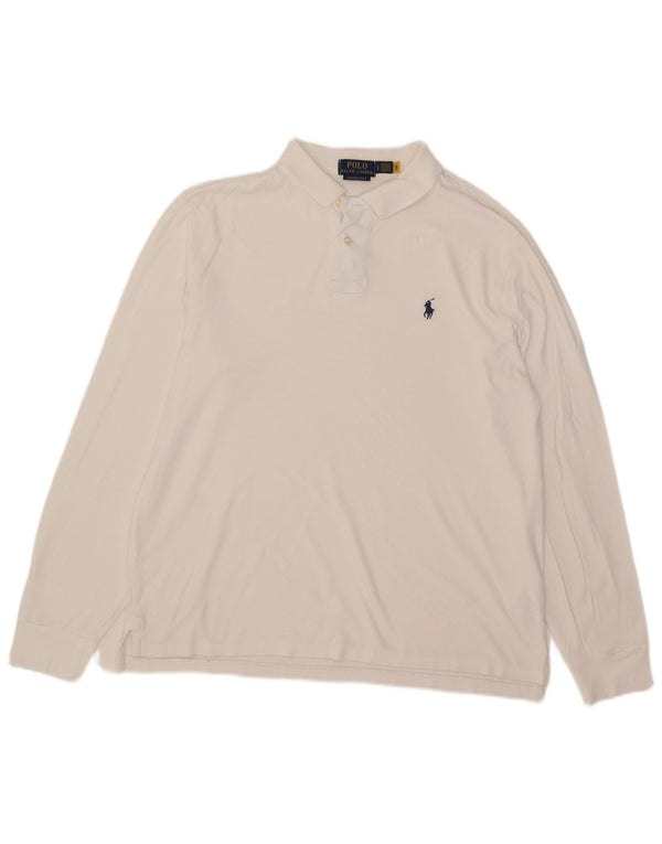 Polo Ralph Lauren Langærmet herre Custom Slim Fit Polo Shirt Large White