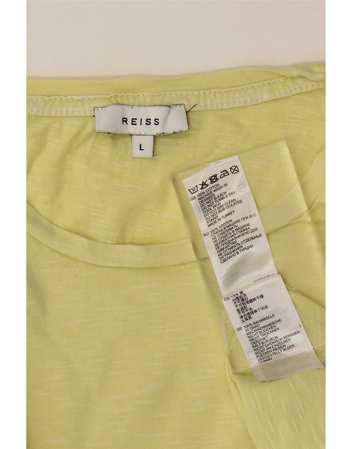 Reiss Herre T-Shirt Top Stor Gul Bomuld