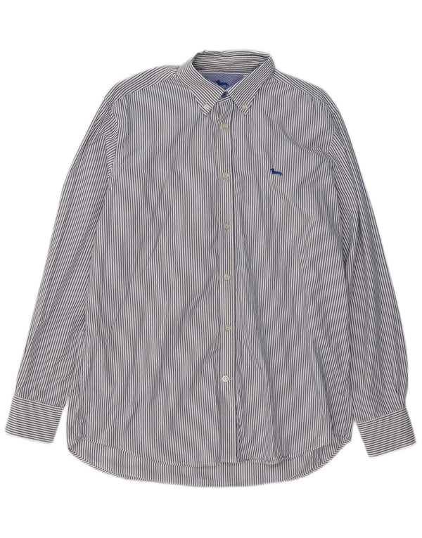 HARMONT & BLAINE Herre Regular Fit skjorte XL Blå nålestribet bomuld