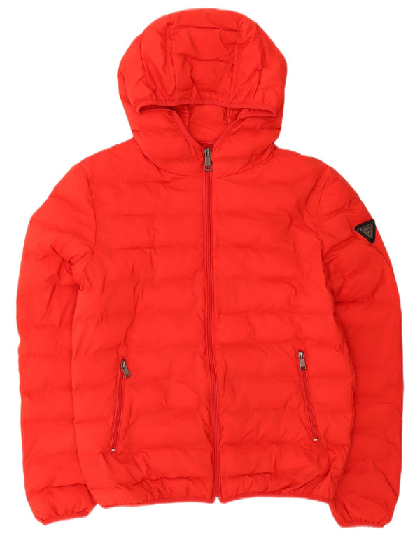 Guess Herre hættepolstret jakke UK 40 Medium Rød Polyester