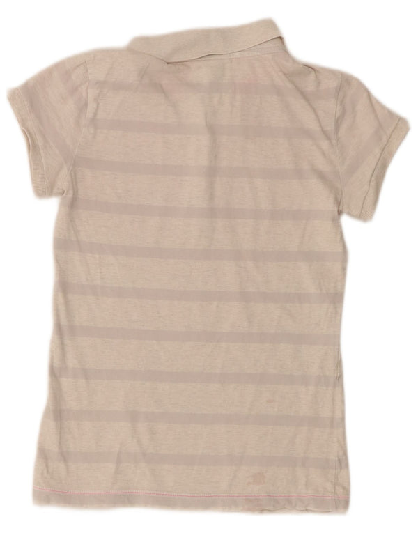 Adidas Dame Polo Shirt UK 4/6 XS Grå Stribet Bomuld