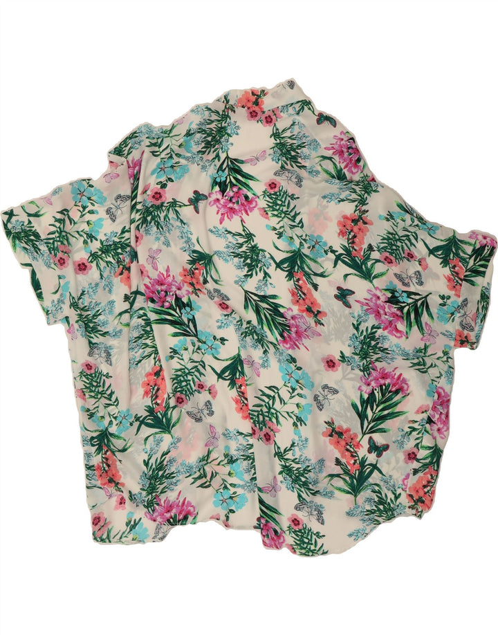 ZAPA Womens Oversized Short Sleeve Cardigan Top UK 14 Medium White Floral Vintage Zapa and Second-Hand Zapa from Messina Hembry 