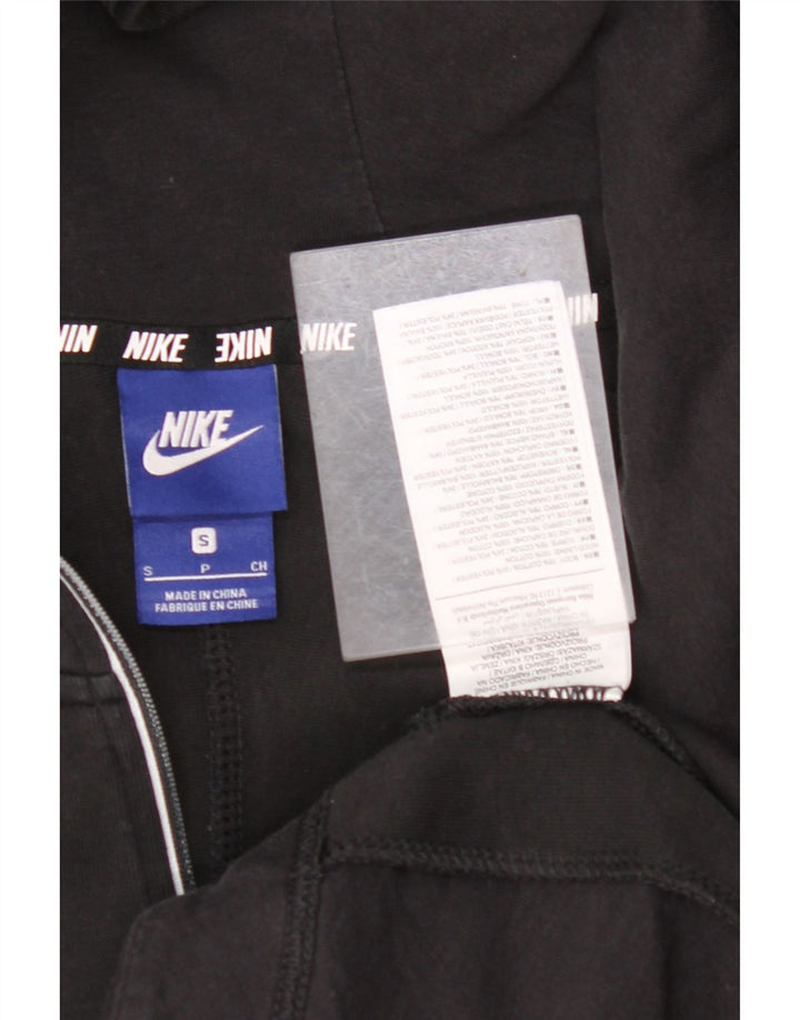 NIKE Oversized grafisk hættetrøje med lynlås-hals til kvinder UK 10 Lille sort