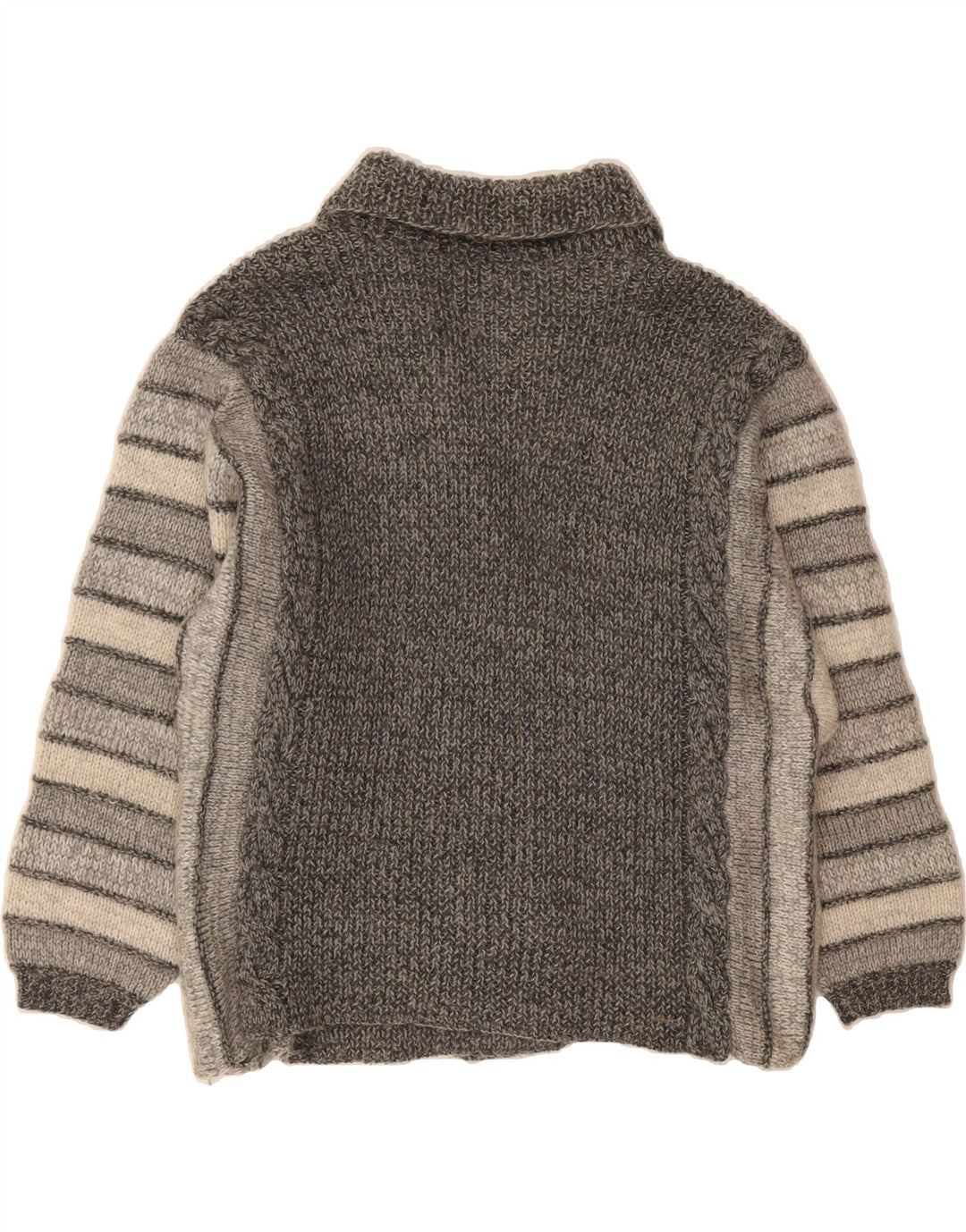 VINTAGE Womens Cardigan Sweater UK 16 Large Grey Striped Vintage Vintage and Second-Hand Vintage from Messina Hembry 