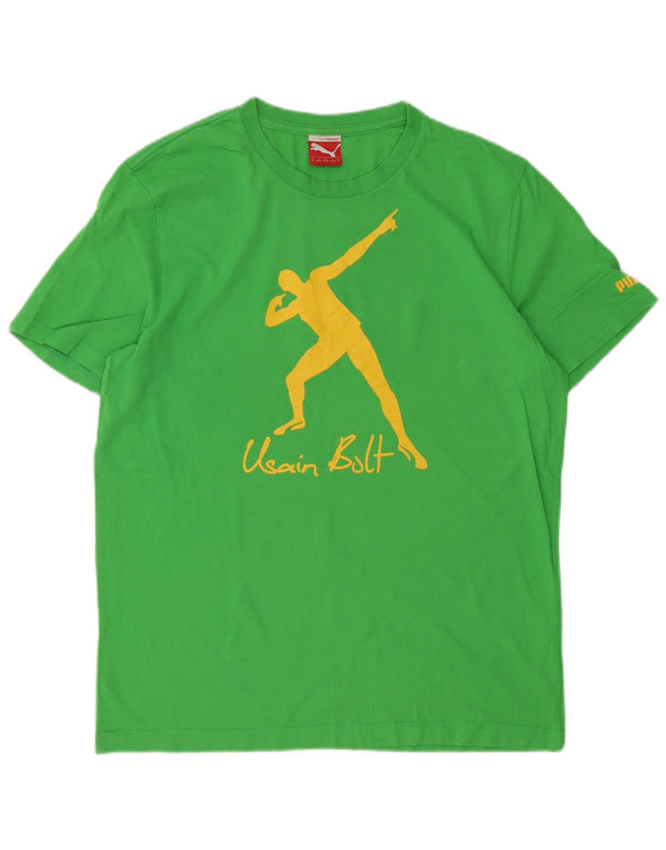 Puma Mens Usain Bolt Graphic T-Shirt Top Medium Green Cotton
