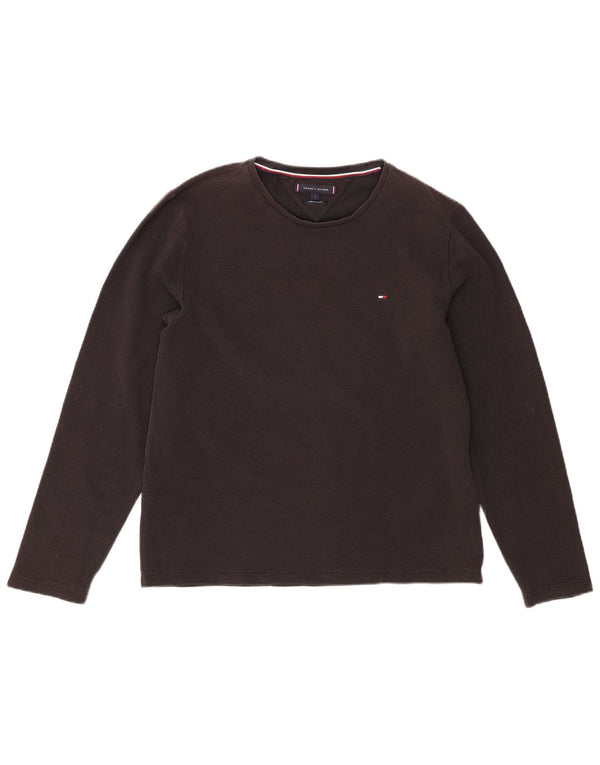 Tommy Hilfiger Dame Top Langærmet UK 16 Stor Sort Bomuld