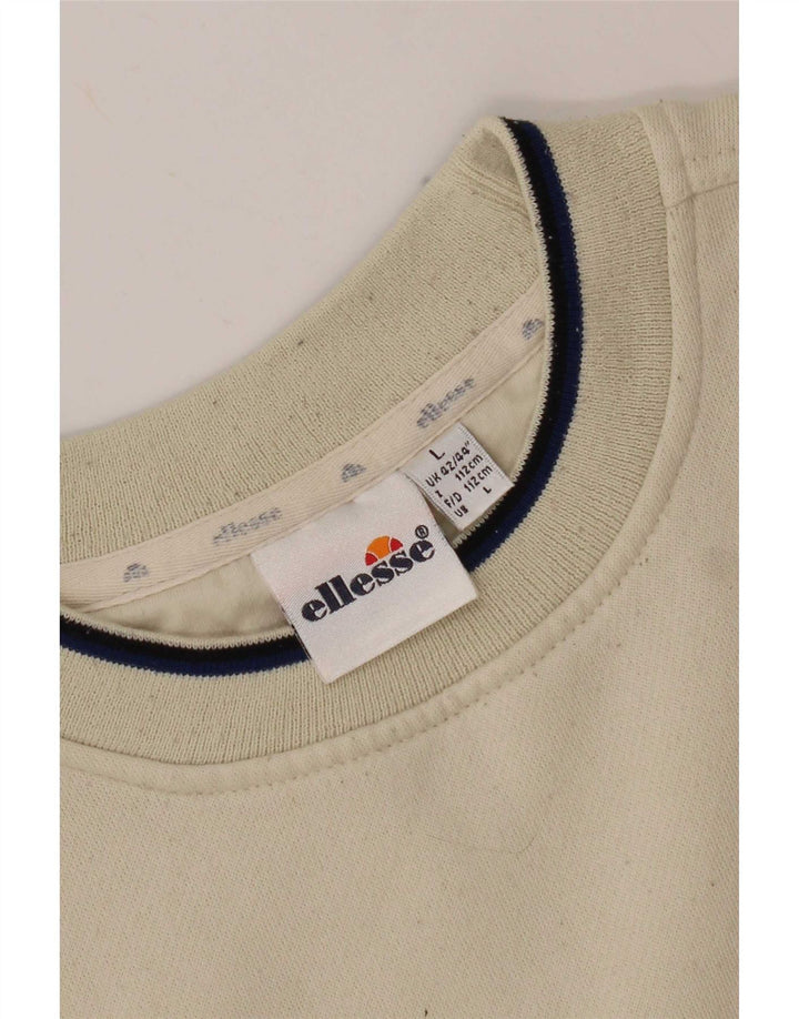 Ellesse Herre Grafisk Sweatshirt Jumper UK 42/44 Stor Beige