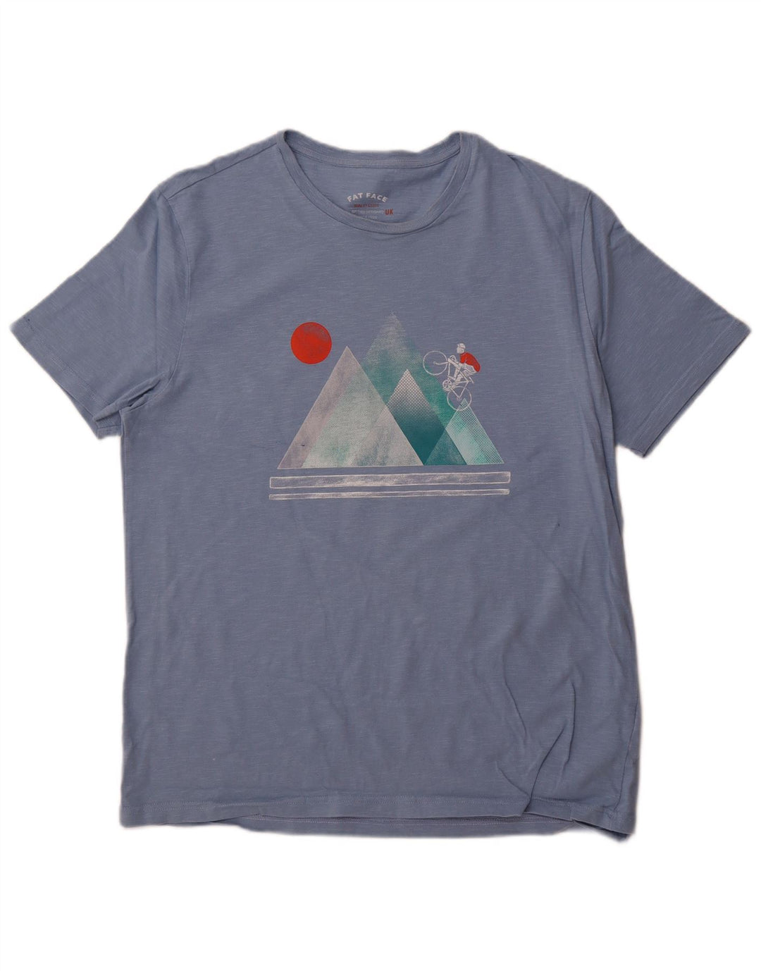 FAT FACE Herre grafisk T-shirt Top XL Blå Flecked Bomuld
