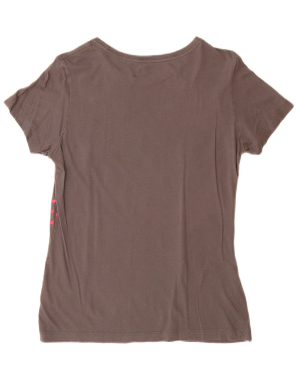 Nike Dame Slim Fit Grafisk T-Shirt Top UK 14 Stor Grå Bomuld