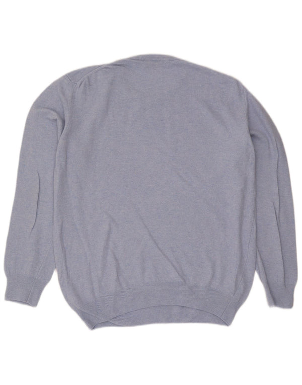 Trussardi Herre Crew Neck Jumper Sweater Medium Blue Wool