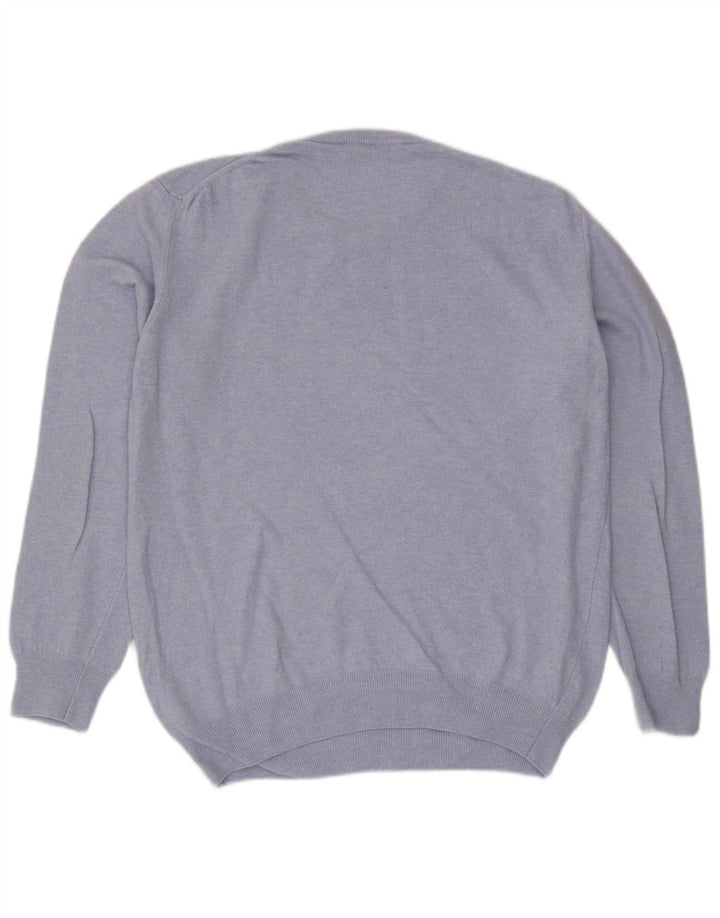 Trussardi Herre Crew Neck Jumper Sweater Medium Blue Wool