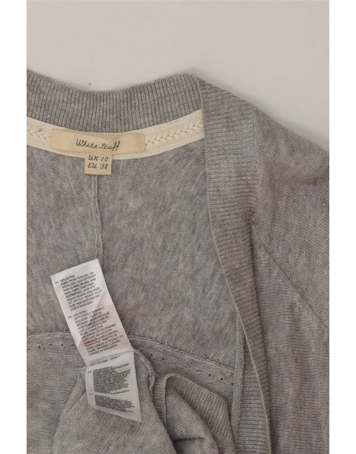 White Stuff Womens Open Cardigan Sweater UK 10 Small Grey Bomuld