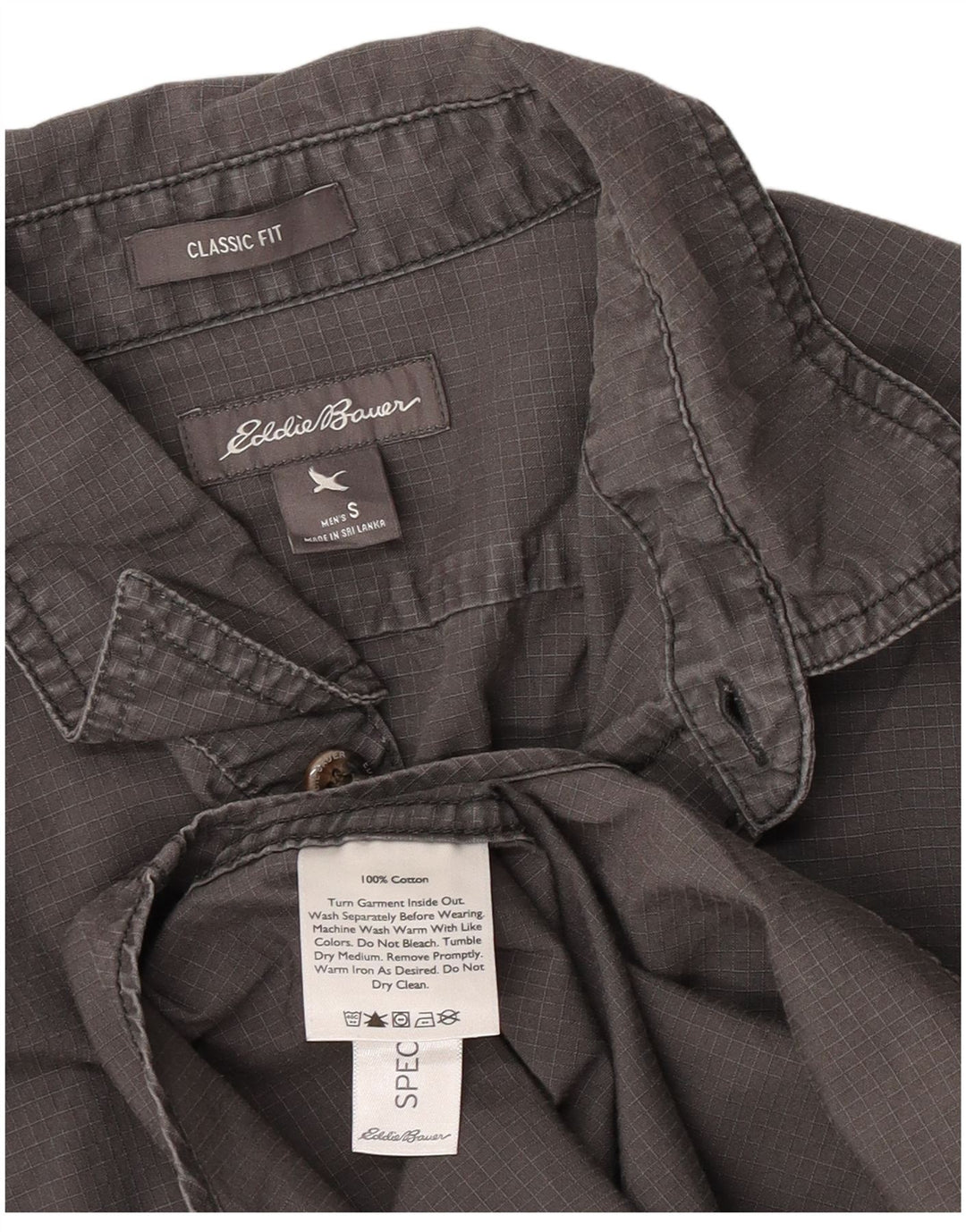 Eddie Bauer Herre Classic Fit skjorte lille grå bomuld