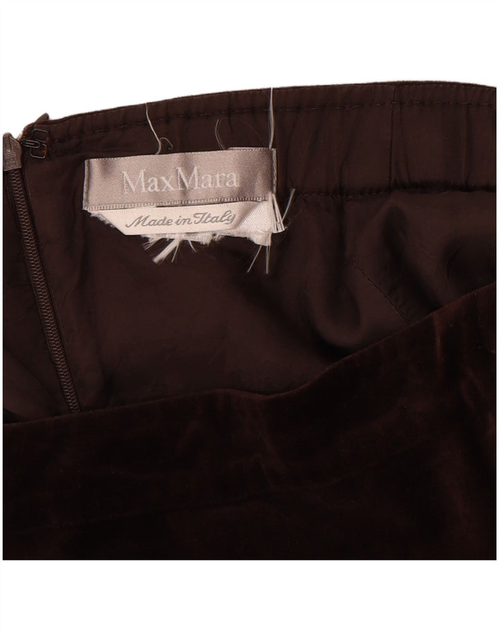 Max Mara Womens Velvet Straight Skirt W30 Medium Brown Bomuld